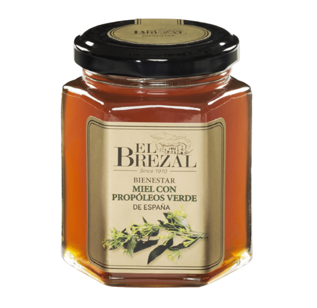Glas  El Brezal honning fra Spanien med  Propoleos Verde 