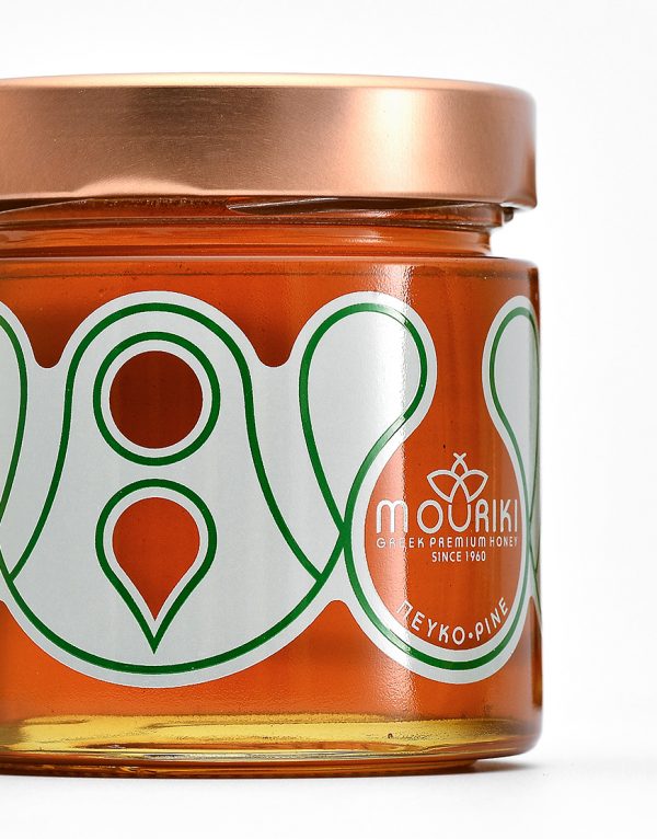 Glas med fyrretræshonning fra Mouriki, Grækenland