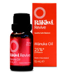 flaske og æske med RāKiwi REVIVE Manuka Olie (β-Triketon 25%+), 15ml
