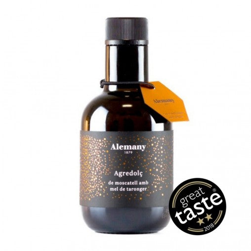  Flaske med risvindende Muscat- og appelsinhonningeddike  fra Alemany.