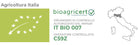 BIO  certifikat fra Agricoltura Italia med control nummer